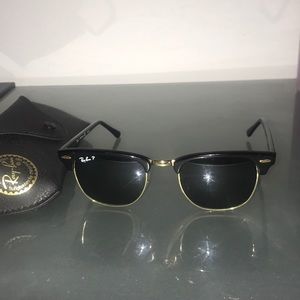 Rayban clubmaster black polarized sunglasses